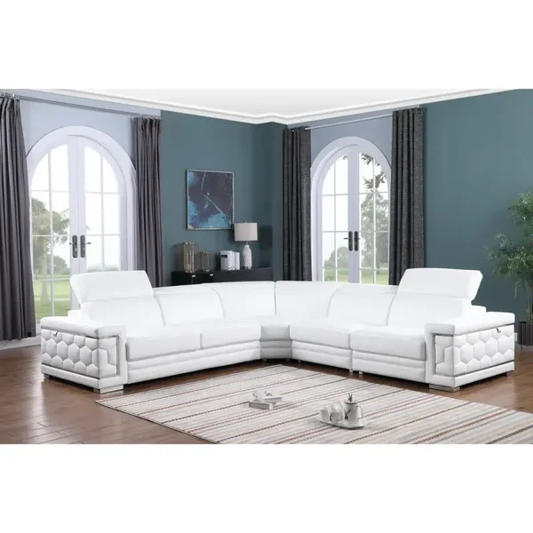 White Luxury Italian leather sectional 4pcs