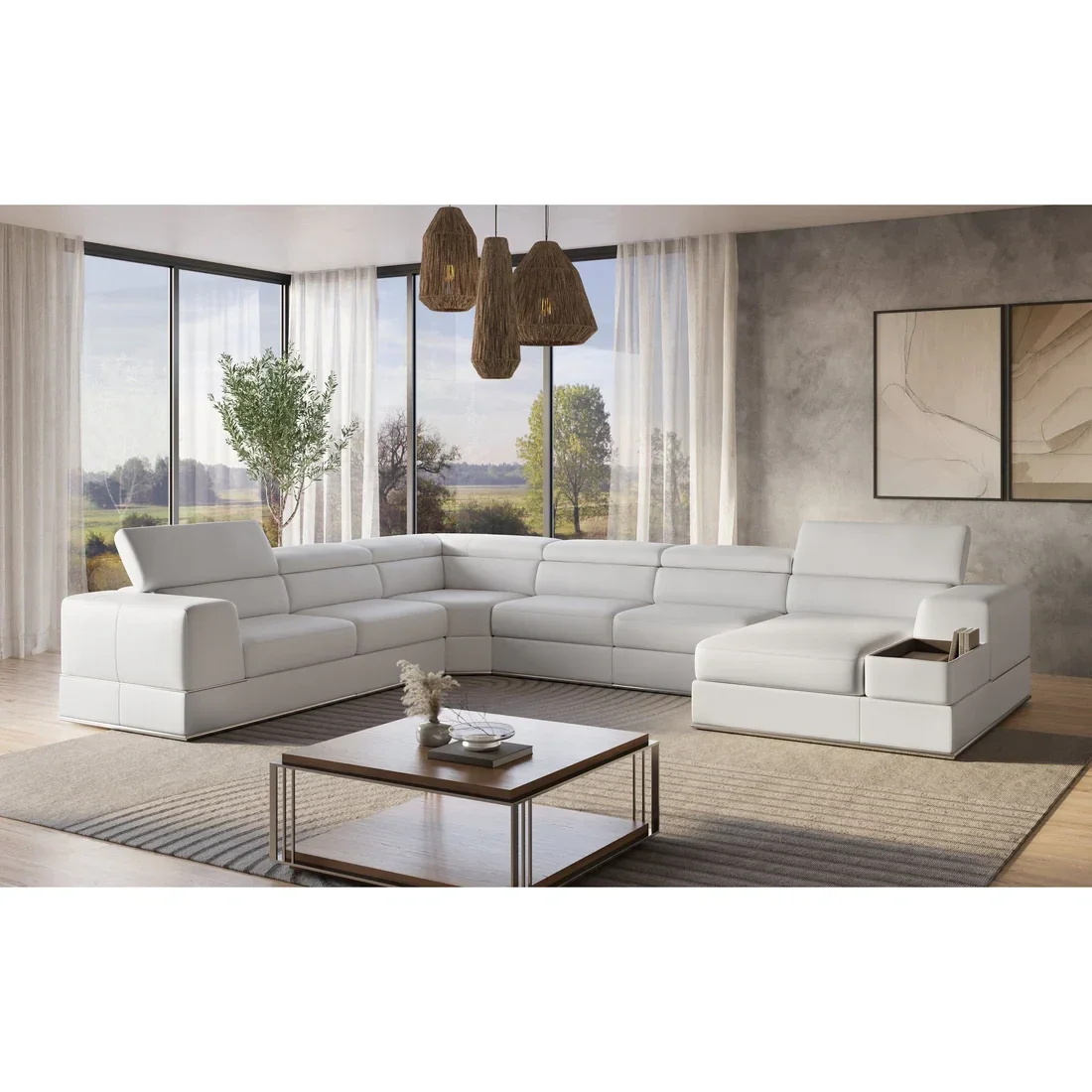 4Pcs Luxury Leather Italian Sectional