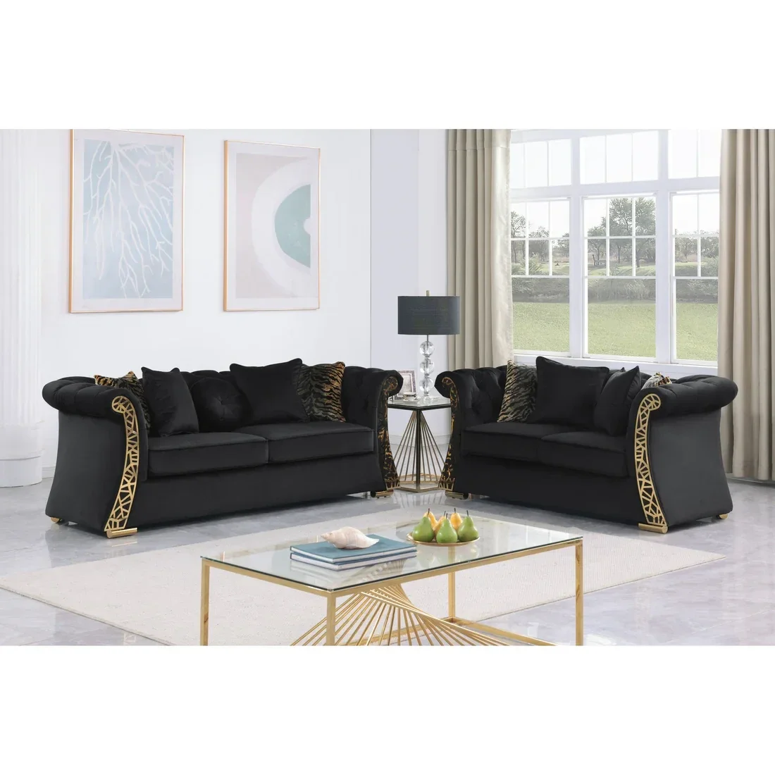 S1600 Curamo (Black) Living Room Set