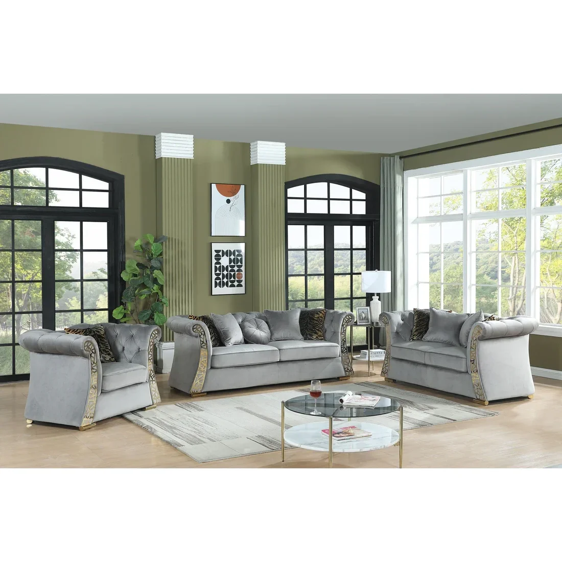 S1600 Curamo (Grey) Living Room Set