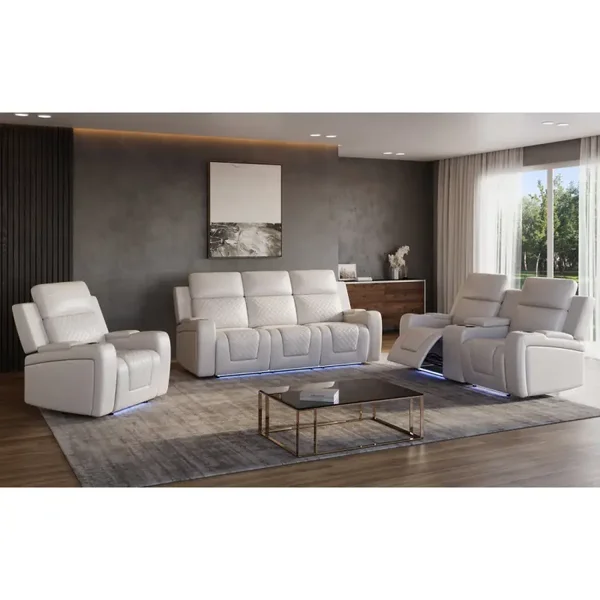 Bomer (White) Power Recliner Set
