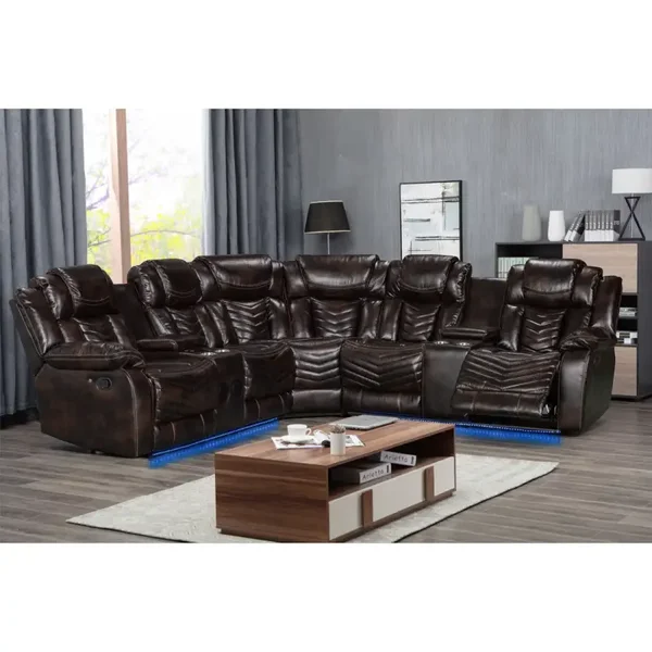 Lucky Charm Recliner Sectional (Brown)