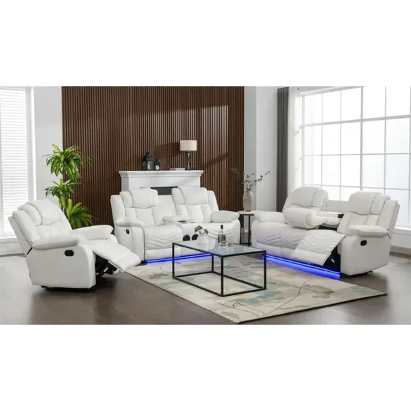 Lucky Charm (White) Led Recliner Set