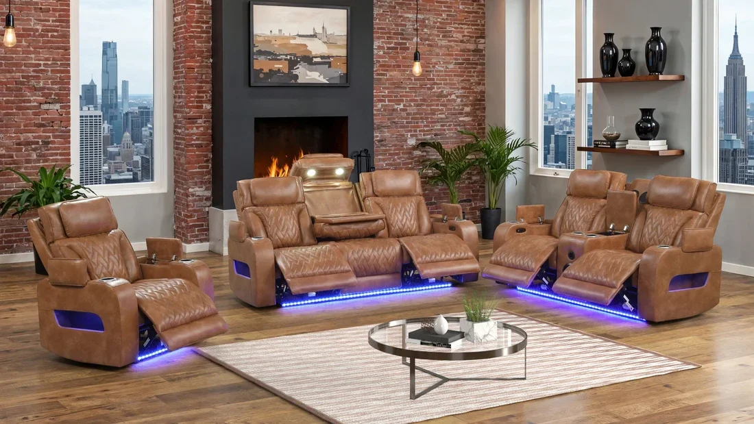 Skyline (Brown Caramel) Power Recliner set
