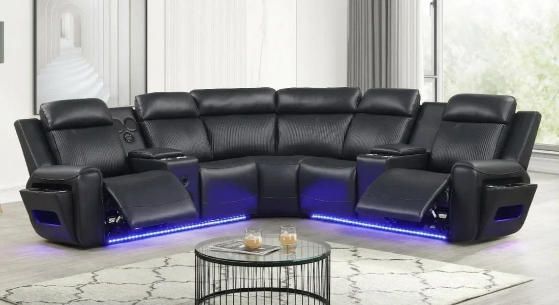 Galaxy Power Recliner Sectional (Black)