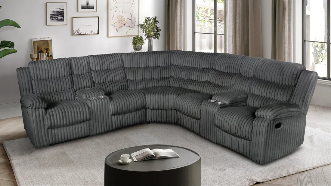 Calantha Recliner Sectional (Grey)