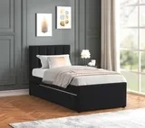 Black Twin Platform Bed w/ Trundle