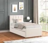 Beige Twin Platform Bed w/ Trundle