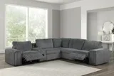 Amelia Charcoal Power Reclining Sectional (w/ Bluetooth Speakers)