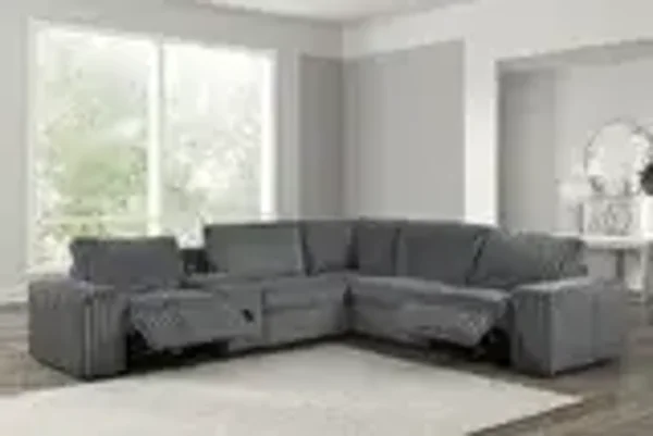 Amelia Charcoal Power Reclining Sectional (w/ Bluetooth Speakers)