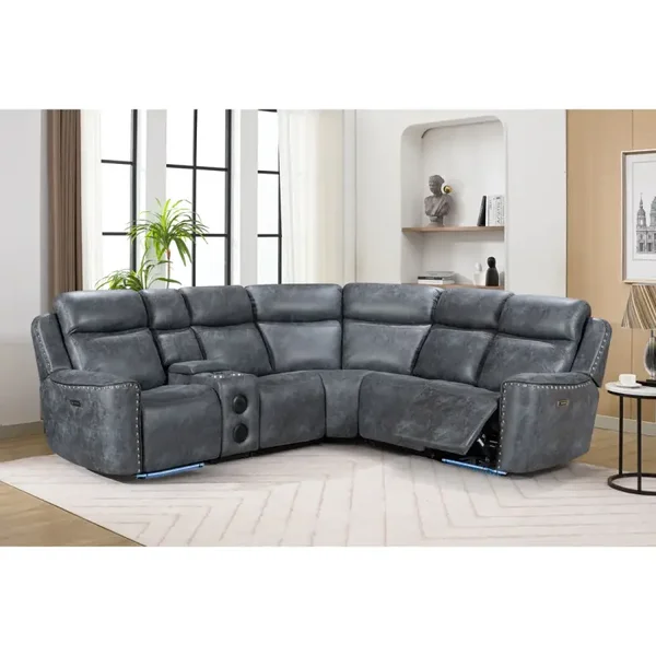 Romi LED Recliner Sectional (Grey)