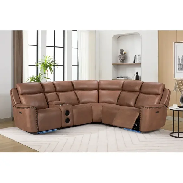 Romi LED Recliner Sectional (Brown)