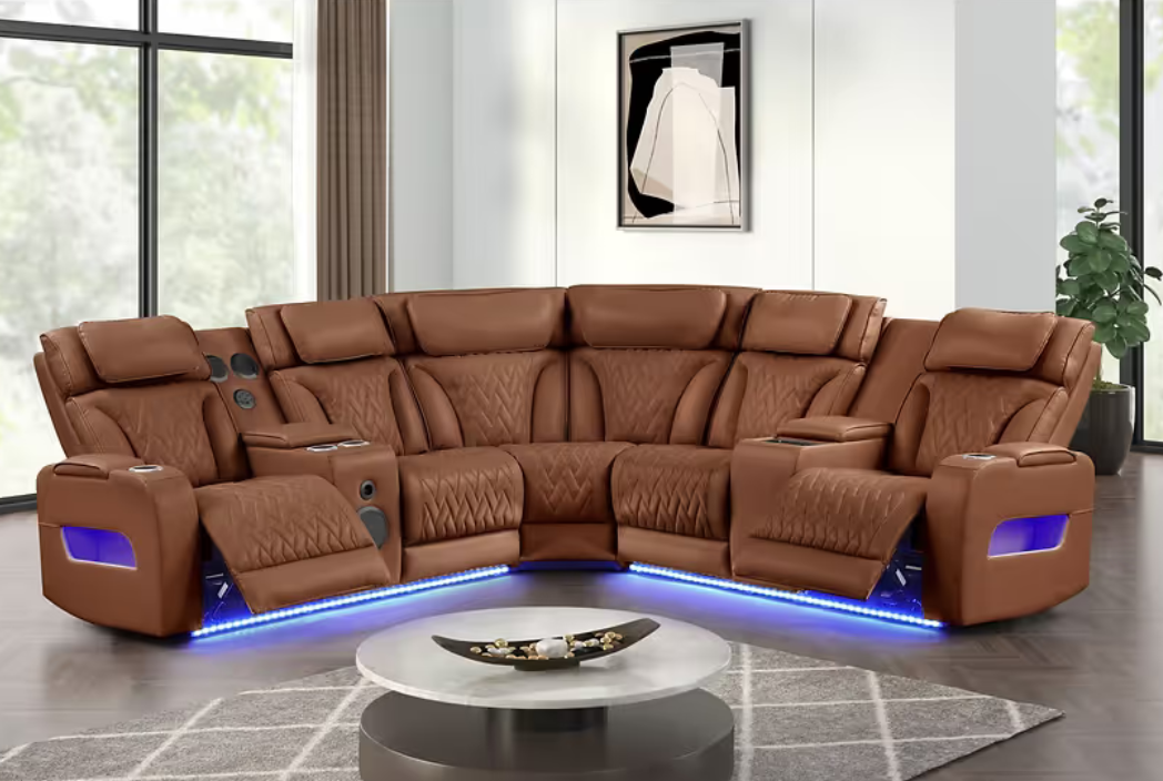 Skyline power recliner sectional (Brown Caramel)
