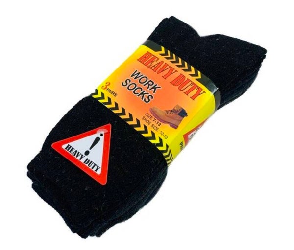 3pk heavy duty work socks size 10-13