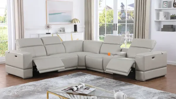 Franco 6pcs Recliner Sectional Light Grey (2 Power)