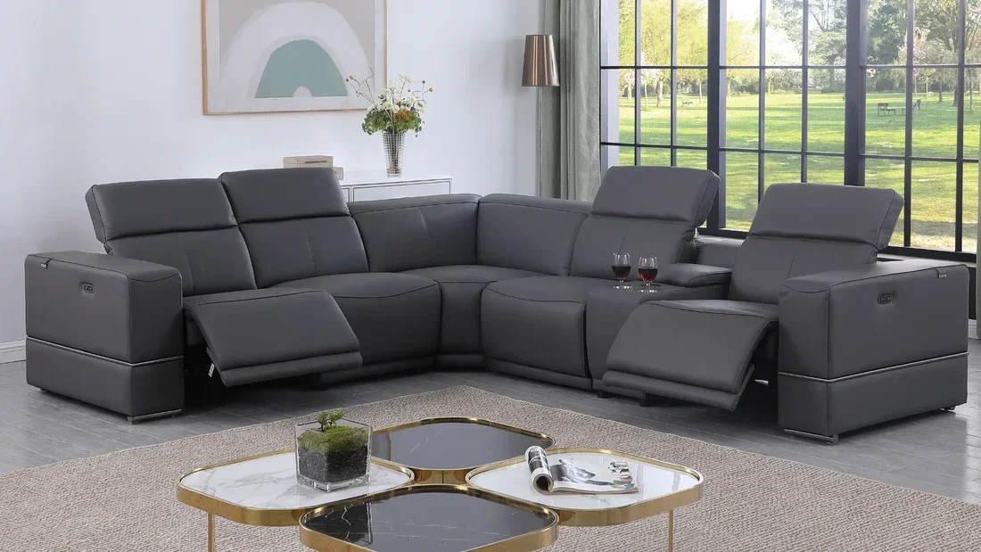 Italian Leather power recliner Sectionak