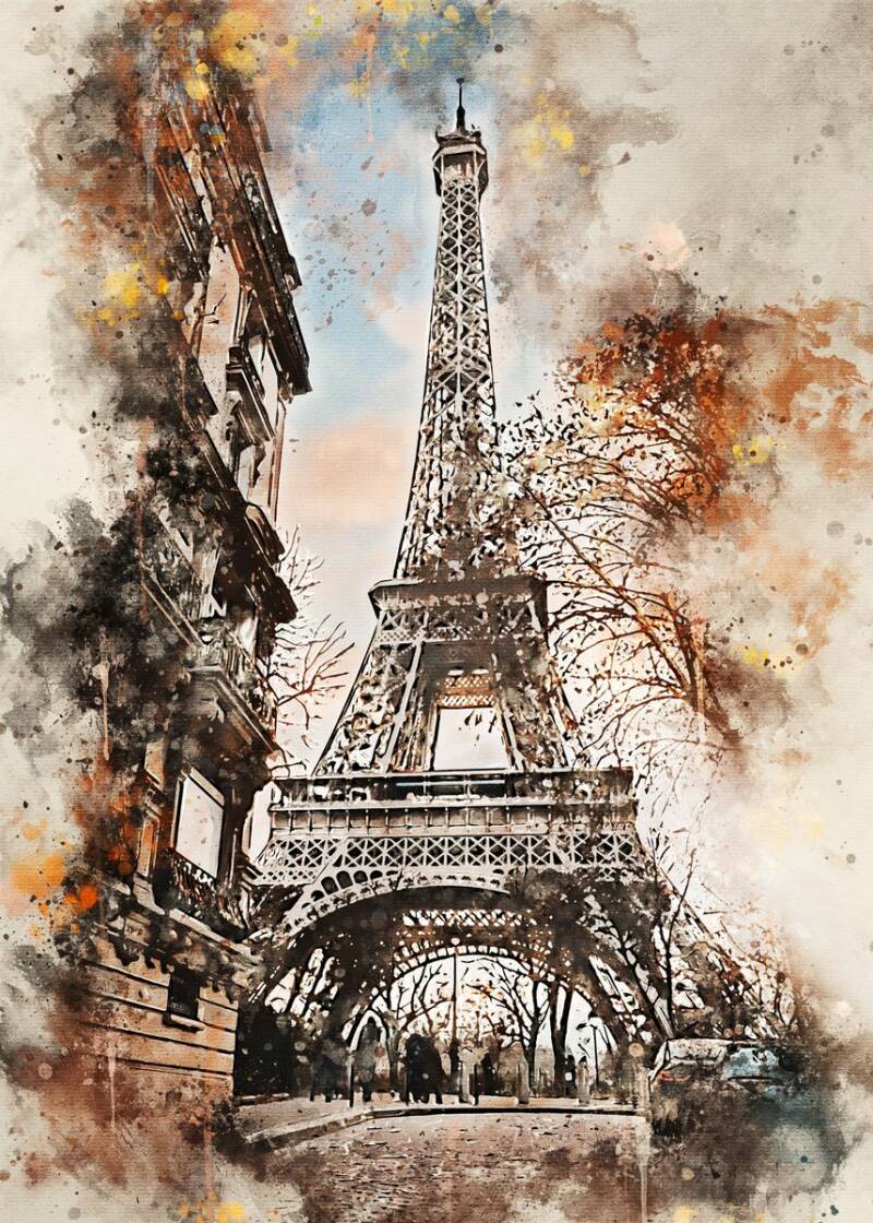 WATERCOLOR PLACES -METAL ART PRINT