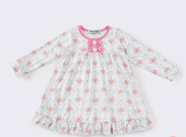 Girls Pink Floral Dress 18M