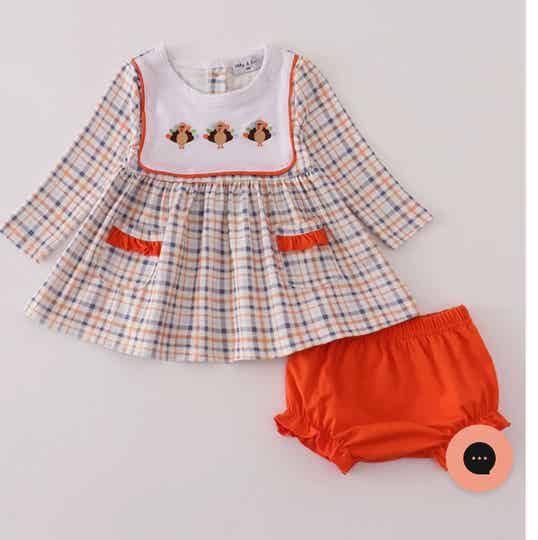 Plaid Turkey Bloomer Set 18M