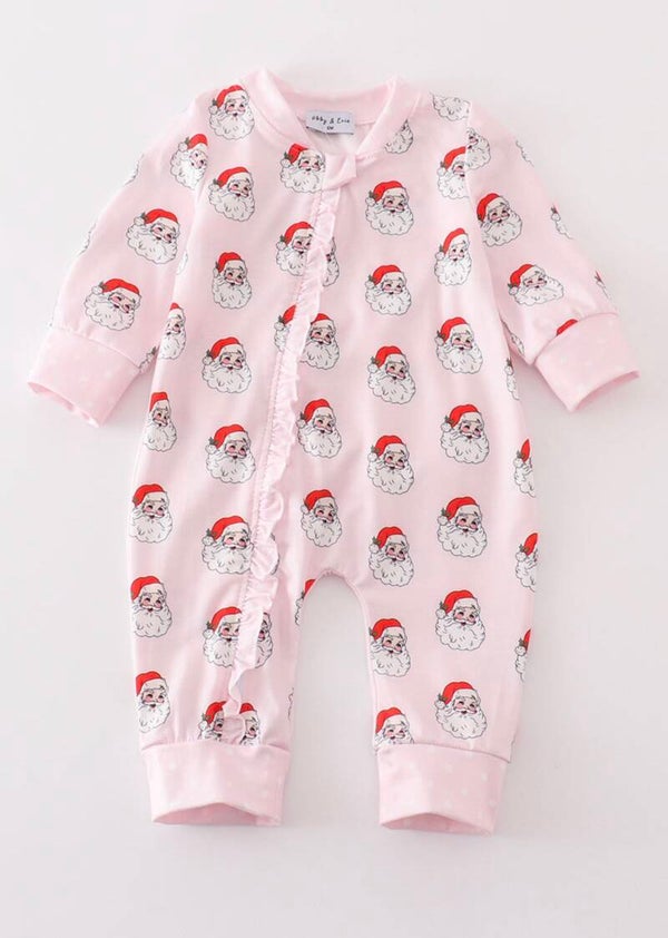Pink Santa Ruffle PJ's 18M