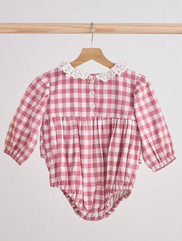 Petal and Pine Pink Gingham Bubble 18M