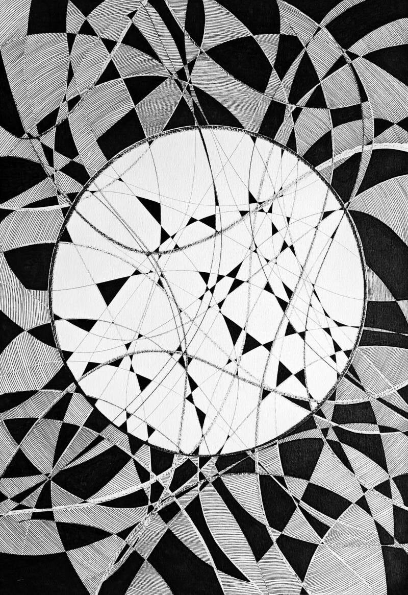 No way the circles are back pentekening 2025 29,5x42cm. Lana Dessin 220 papier