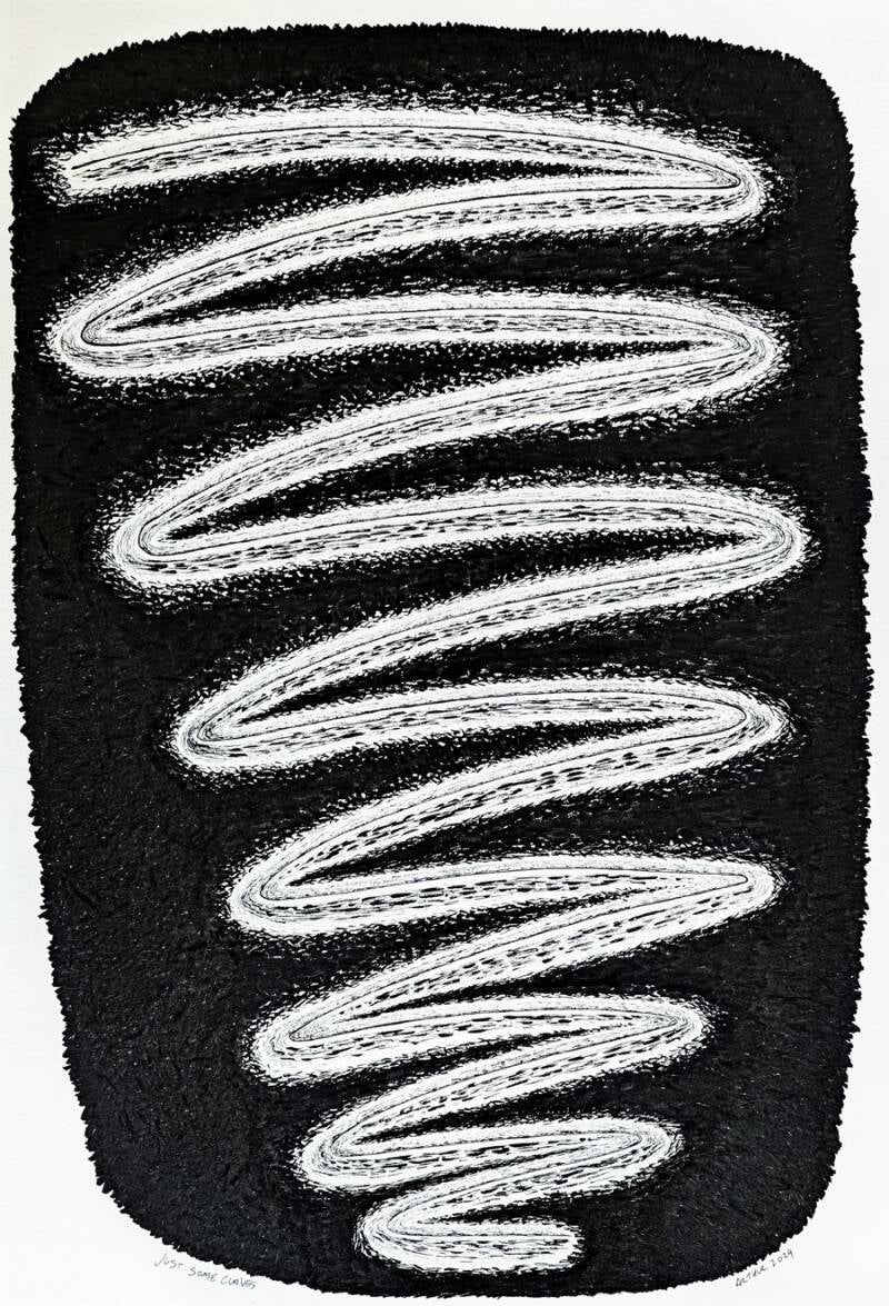 "Just some curves", pentekening op Lana Dessin 220 papier 41x29cm. 2024