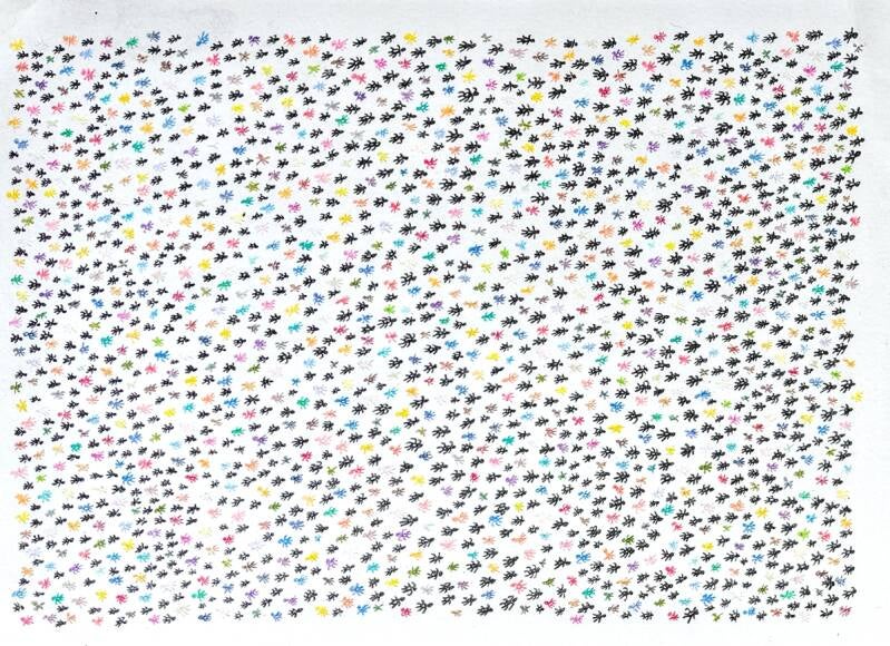 Opposite directions tekening 27x19cm. 2024 potlood 6B en kleurpotloden