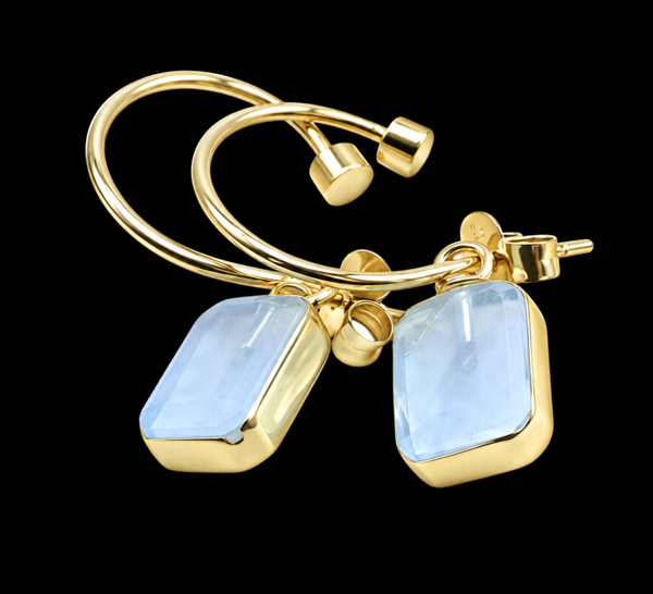 Boucles d'oreilles Argent 925 'Arche Doré' - Aigue Marine