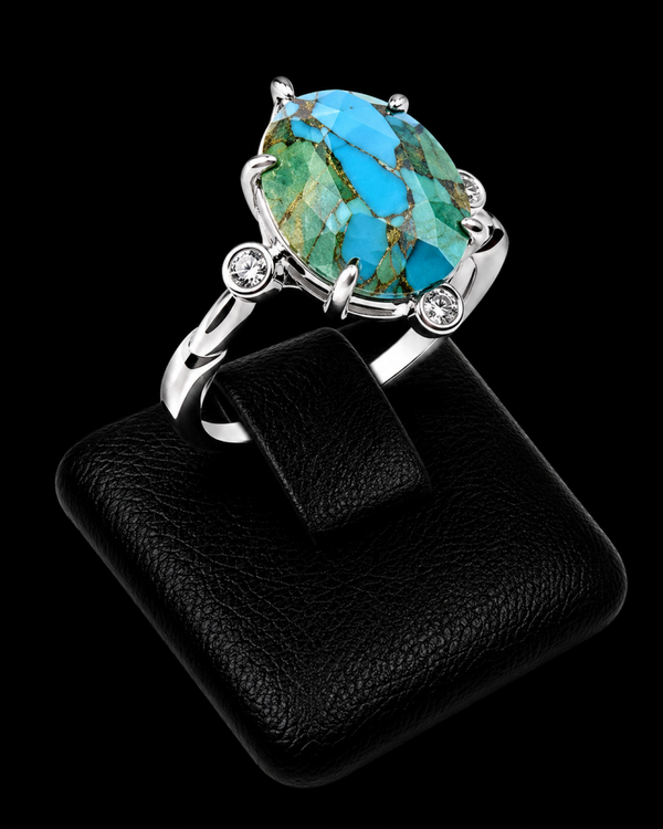 Bague Argent 925 Turquoise Ovale Impérial
