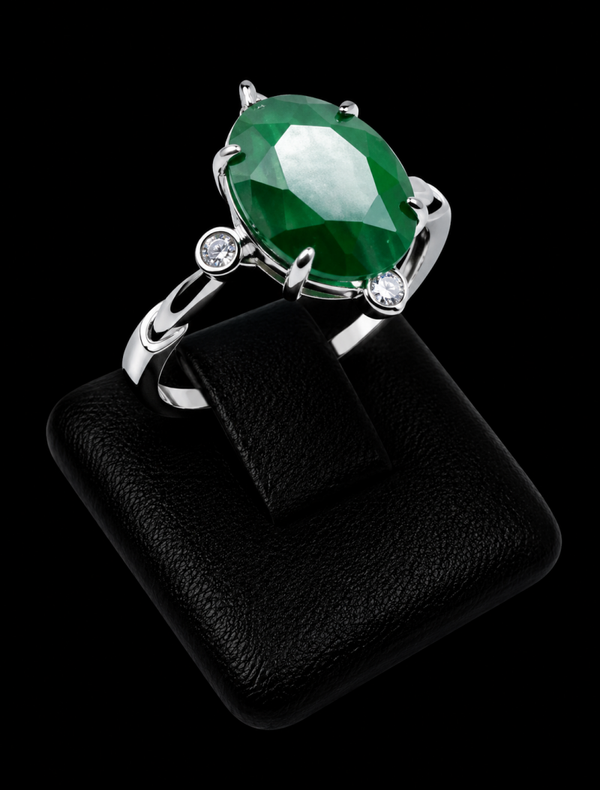 Bague Argent 925 Malachite Ovale Impérial