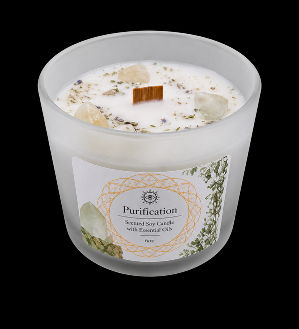 Bougie Green Tree 'Purification' Sélénite + Sauge blanche 256g