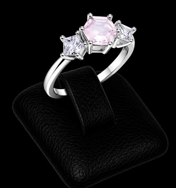 Bague Argent 925 'Flocon d'Argent' - Quartz Rose