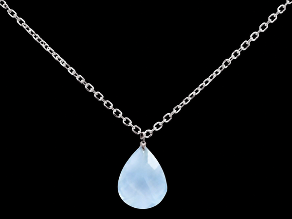 Collier Argent 925 Aigue Marine Goutte