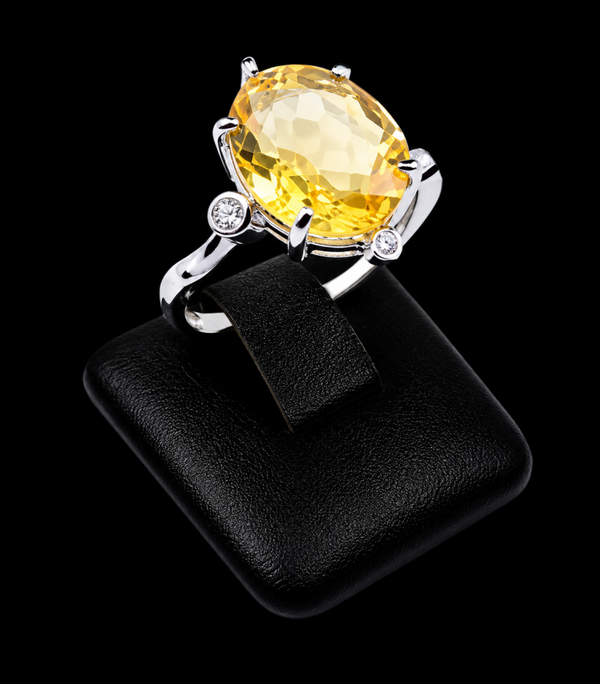 Bague Argent 925 Citrine Ovale Impérial