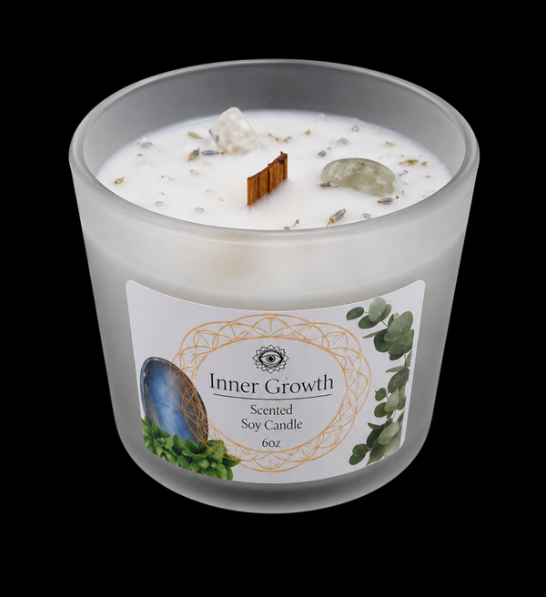 Bougie Green Tree 'Croissance intérieure' Pierre de Lune + Menthe 256g