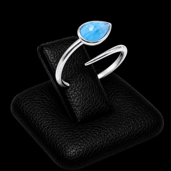Bague Argent 925 'Serpent Argenté' - Apatite