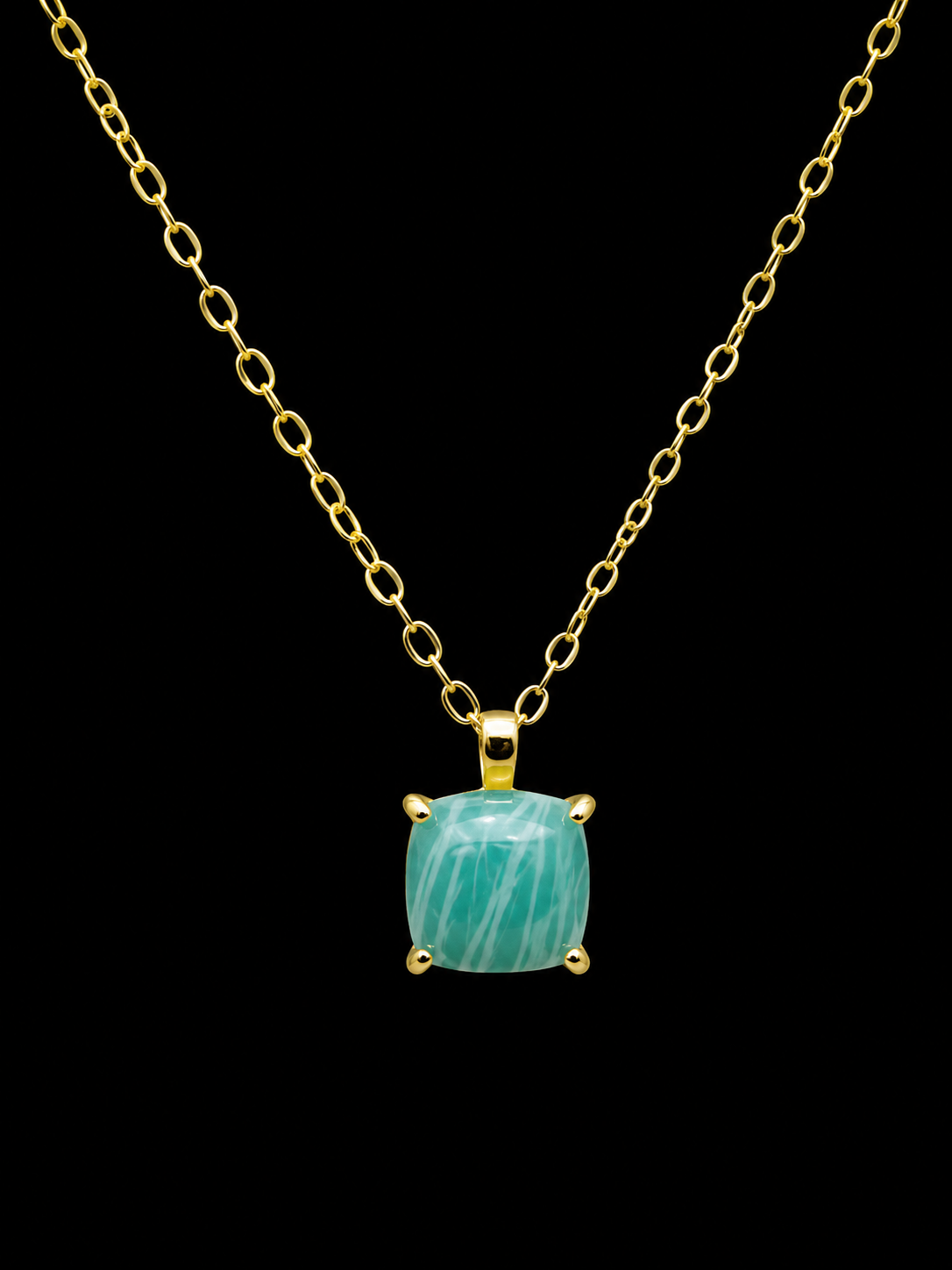 Collier Argent 925 Amazonite Carrée