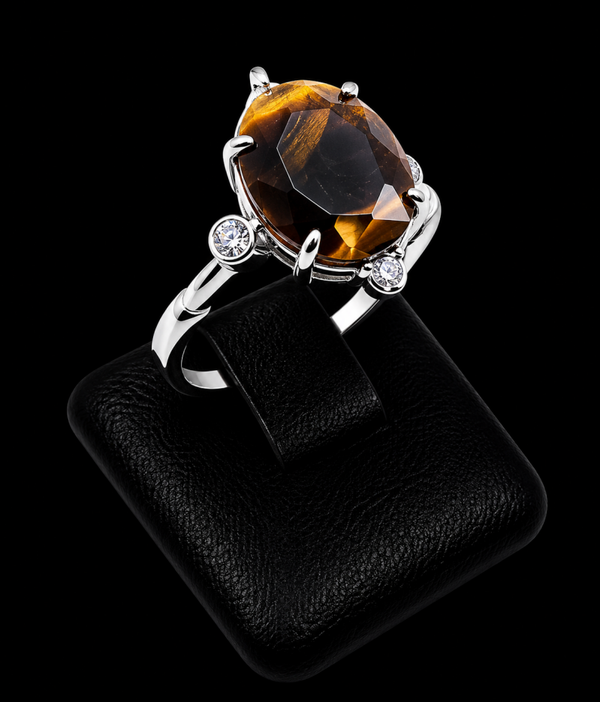 Bague Argent 925 Oeil de Tigre Ovale Impérial