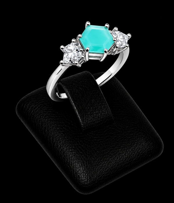 Bague Argent 925 'Flocon d'Argent' - Amazonite