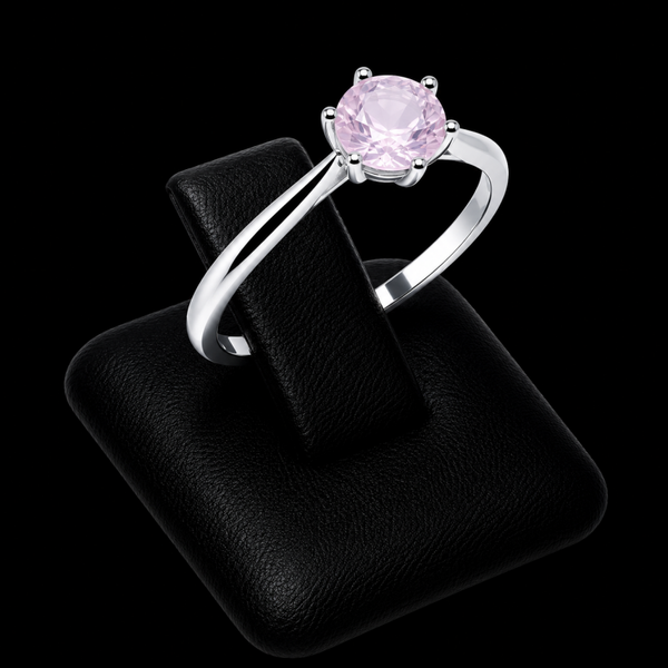 Bague Argent 925 'Rond Sublime' - Quartz Rose