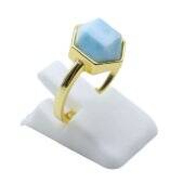 Bague Argent 925 Larimar Hexagonale