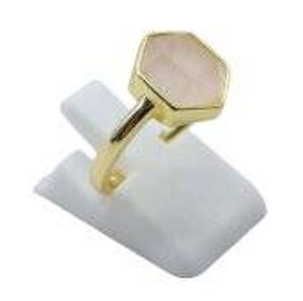 🌸 Bague Argent 925 – Quartz Rose Hexagonal
