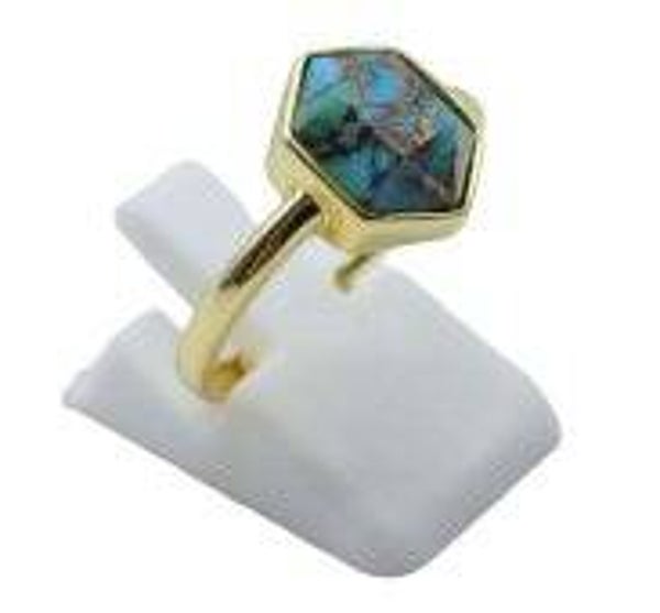 🌊 Bague Argent 925 – Turquoise Hexagonale