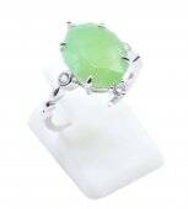 Bague Argent 925 Jade Vert Ovale Impérial