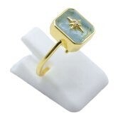 🌊 Bague Argent 925 Aigue-Marine Rectangle + Charme