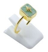 💚 Bague Argent 925 Amazonite Rectangle + Charme