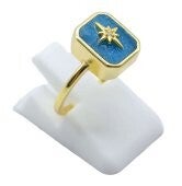 💙 Bague Argent 925 Apatite Rectangle + Charme