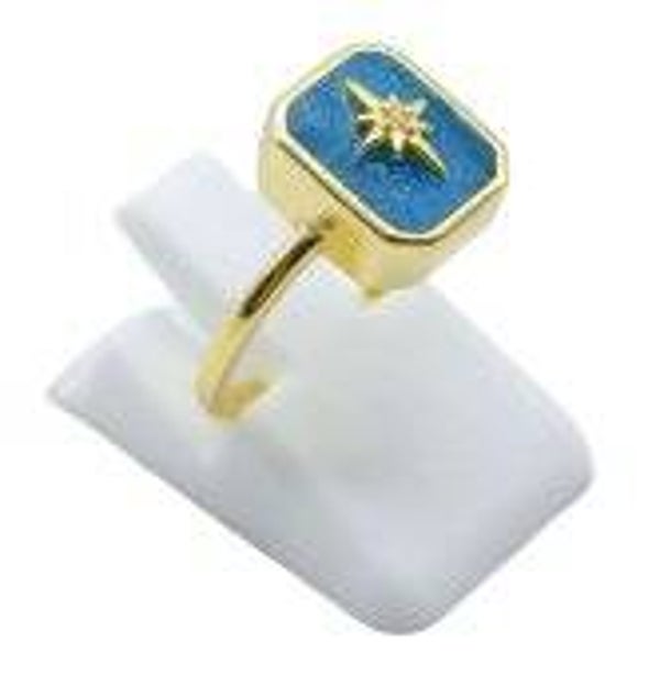 💙 Bague Argent 925 Apatite Rectangle + Charme
