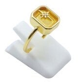 💛 Bague Argent 925 Citrine Rectangle + Charme